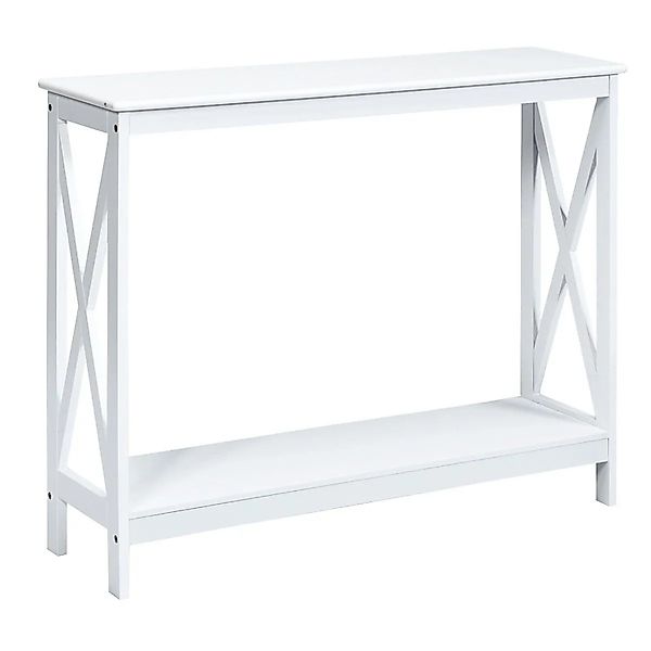 Costway Beistelltisch Industrie Design Weiß 2 Ebenen 100 x 30 x 80 cm günstig online kaufen