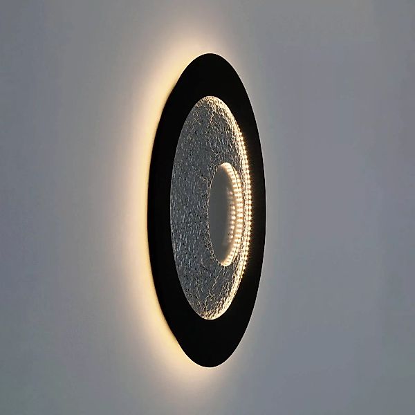 LED-Wandleuchte Urano, braun-schwarz/silber, Ø 85 cm, Eisen günstig online kaufen