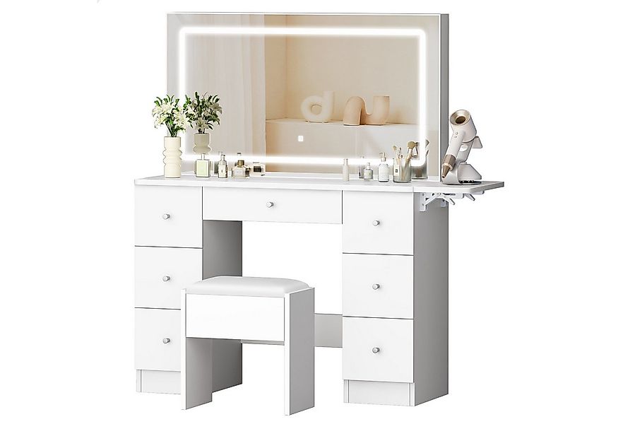 ALFORDSON Schminktisch mit LED-Spiegel, 7 Schubladen und Steckdosen, Schmin günstig online kaufen