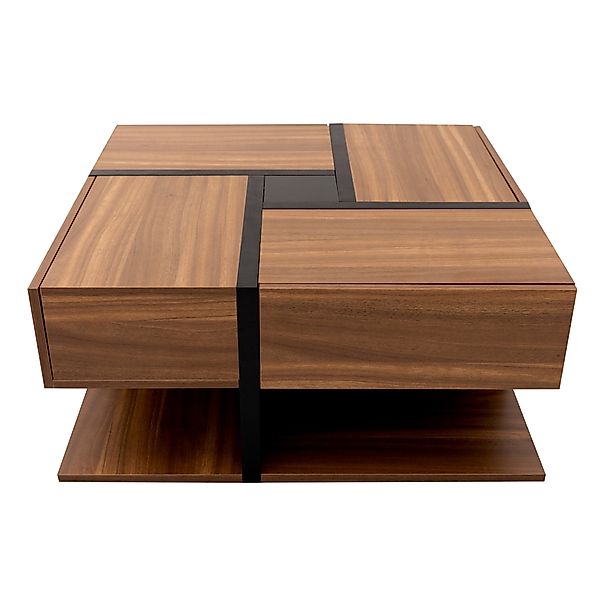 Quadratischer Couchtisch 78x78 cm, Elegantes Design mit 4 Schubladen und Un günstig online kaufen