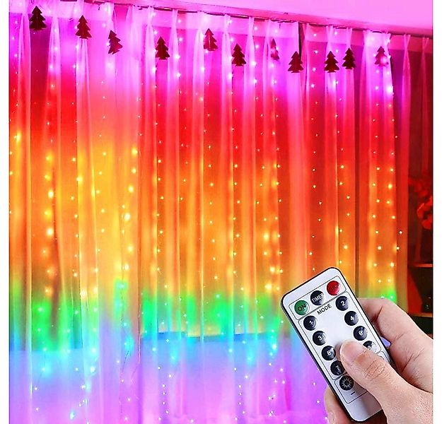 Qualra LED-Lichtervorhang 210/280LEDs 8 Modi Lichtervorhang Innen Fenster W günstig online kaufen