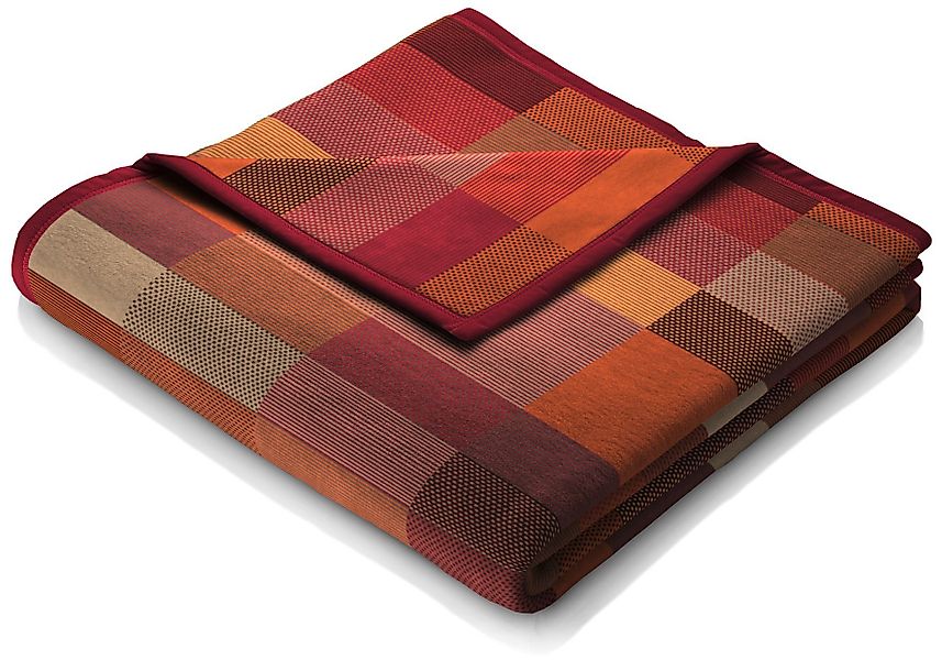 Wohndecke Color Squares Terra, orange-rot karierte günstig online kaufen