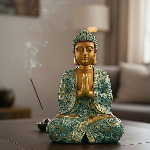 MF Buddhafigur Buddha Statue Mintgruen Gold günstig online kaufen