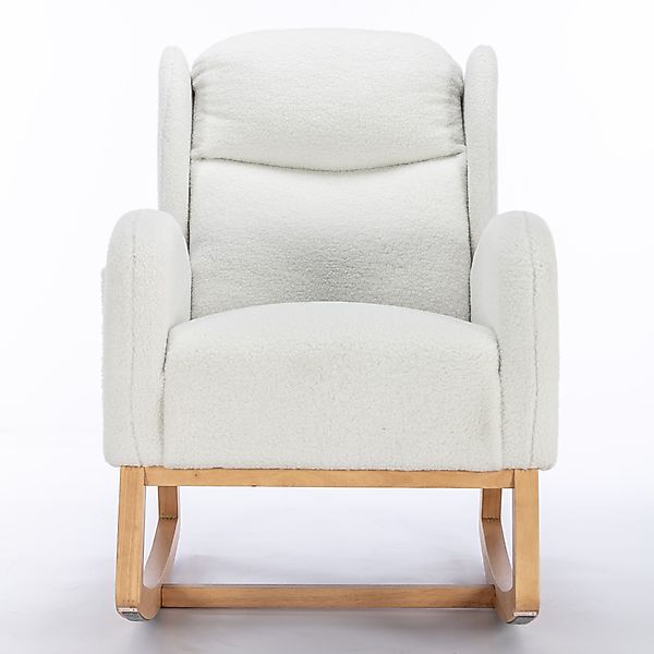 Moderner Schaukelstuhl mit Teddy-Stoffbezug, Ohrensessel mit ergonomischem günstig online kaufen