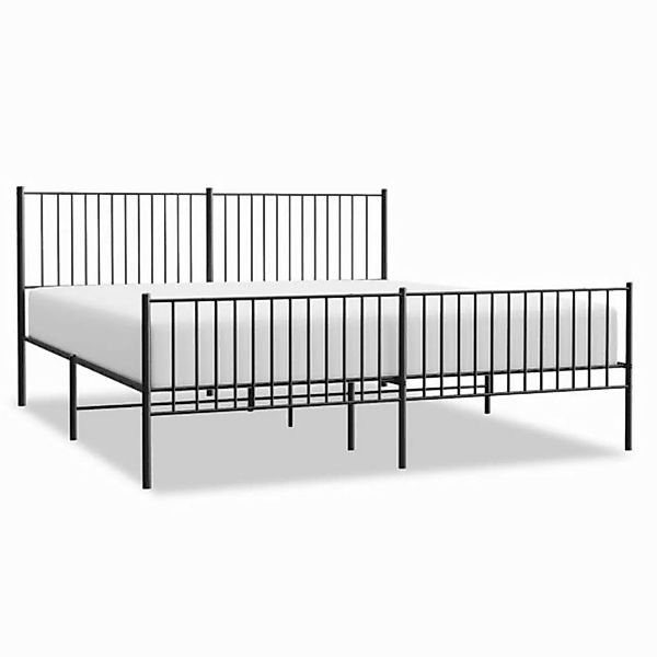 furnicato Bettgestell mit Kopf- und Fußteil Metall Schwarz 200x200 cm (1-tl günstig online kaufen