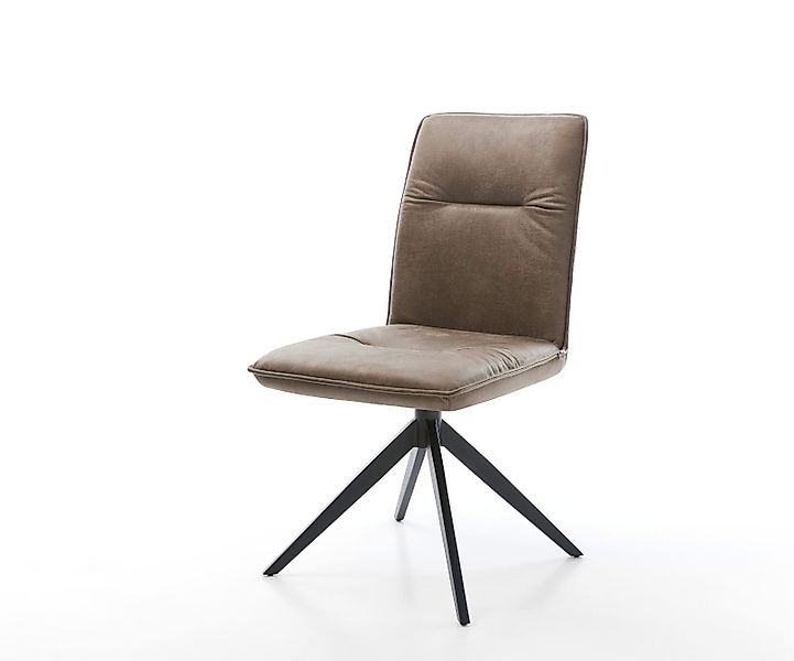Drehstuhl Vinjo-Flex Mikrofaser Taupe Vintage Kreuzgestell breit Schwarz 36 günstig online kaufen