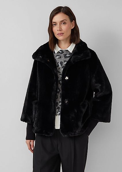 s.Oliver Winterjacke Outdoor-Jacke Teddyplüsch-Jacke mit Rippstrick-Stulpen günstig online kaufen