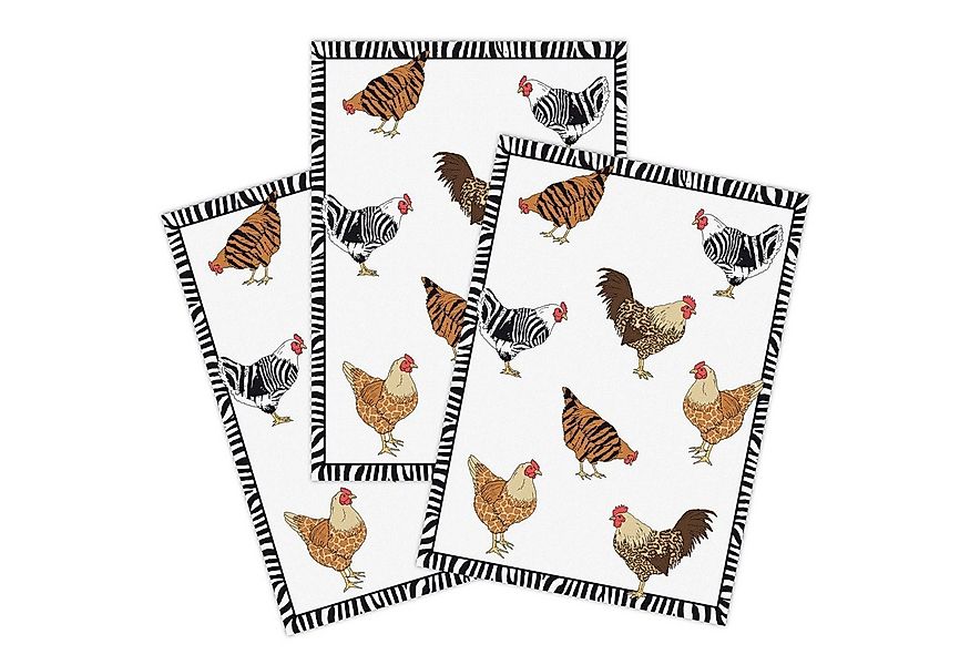 Kracht Geschirrtuch Zebrahühner, (Set, 3-tlg., Set), 3er Pack Geschirrtüche günstig online kaufen