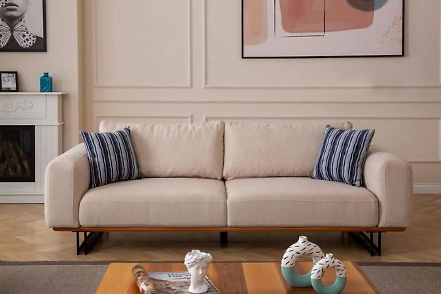 JVmoebel 3-Sitzer Sofa 3 Sitzer Polster Textil Modern Polster Beige 230cm C günstig online kaufen