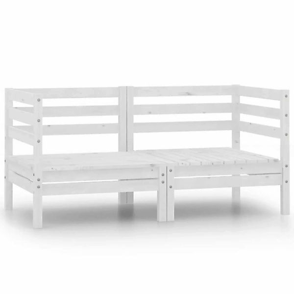 Garten-ecksofas 2 Stk. Weiß Massivholz Kiefer günstig online kaufen