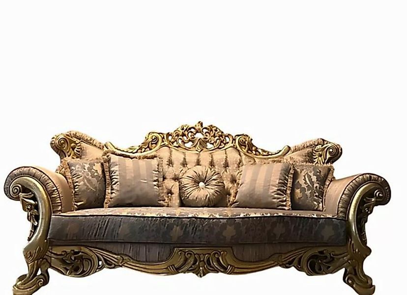 Xlmoebel Sofa Barock Dreisitzer Sofa Chesterfield Möbel in goldfarbenem Sto günstig online kaufen