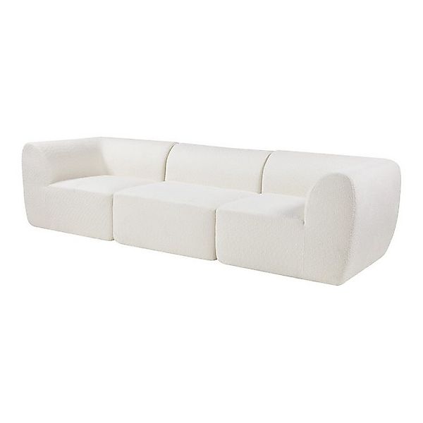 en.casa Sofa, 3-Sitzer »Hurvas« Bouclé 76 x 313 x 108 cm Bouclé Cremeweiß günstig online kaufen