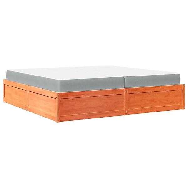 vidaXL Bett mit Matratze Wachsbraun 200x200 Massivholz Kiefer2012044 günstig online kaufen