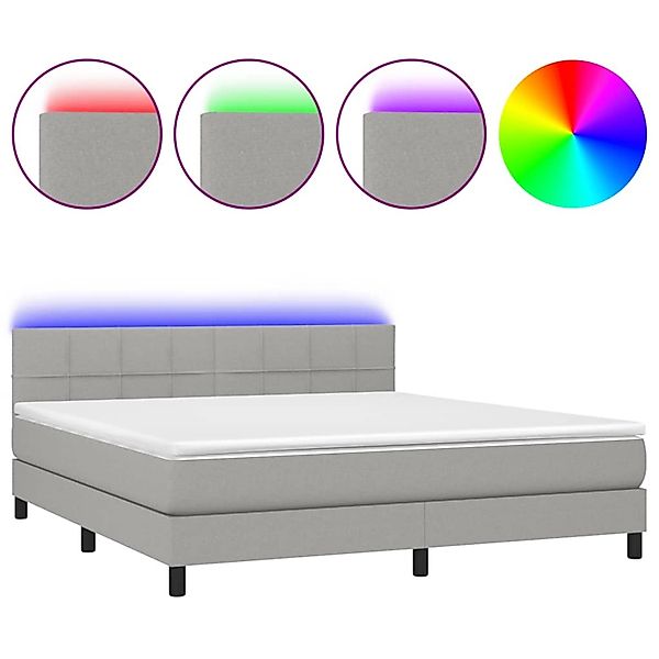 vidaXL Boxspringbett mit Matratze & LED Hellgrau 180x200 cm Stoff 3133173 günstig online kaufen