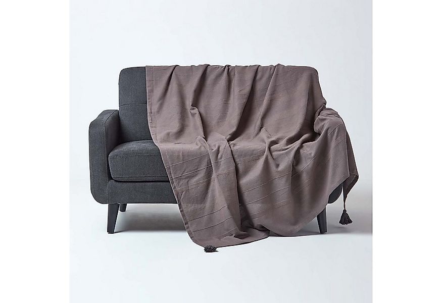 Plaid Tagesdecke Rajput, 100% Baumwolle, grau, 150 x 200 cm, Homescapes günstig online kaufen