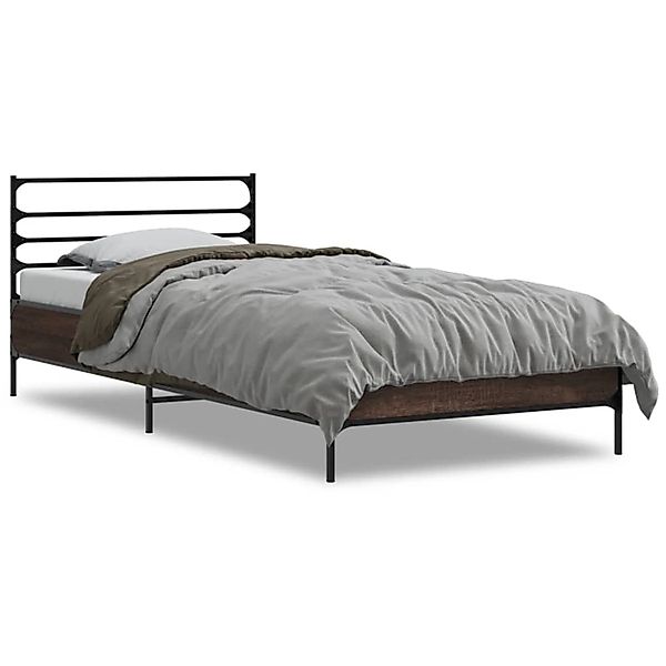 vidaXL Bettgestell Braun Eichen-Optik 100x200 cm Holzwerkstoff Metall 84559 günstig online kaufen