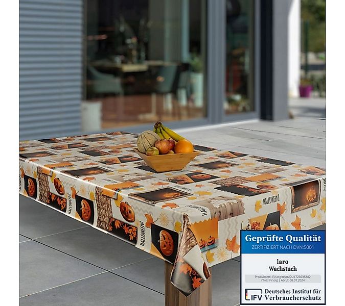 laro Tischdecke Wachstuch-Tischdecken Abwaschbar Halloween Kürbis Blätter r günstig online kaufen