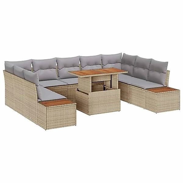 vidaXL Garten Essgruppe mit Kissen 10-Tlg Beige und Grau 3350102 günstig online kaufen