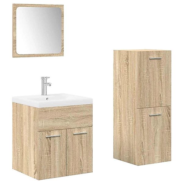 vidaXL 4-Tlg Badmöbel-Set Sonoma-Eiche Holzwerkstoff 3325026 günstig online kaufen