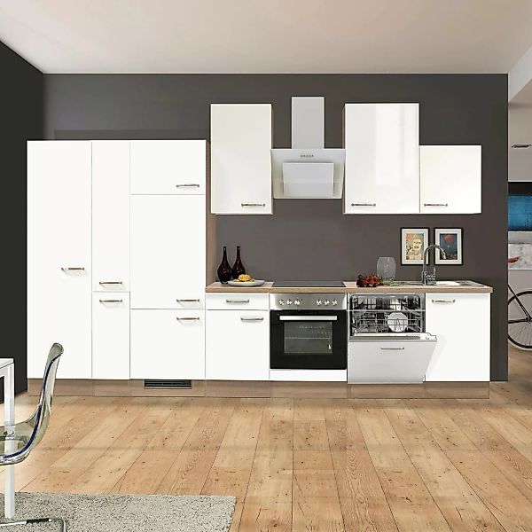 Flex-Well Exclusiv Küchenzeile Valero 360 cm Hochglanz Weiß günstig online kaufen