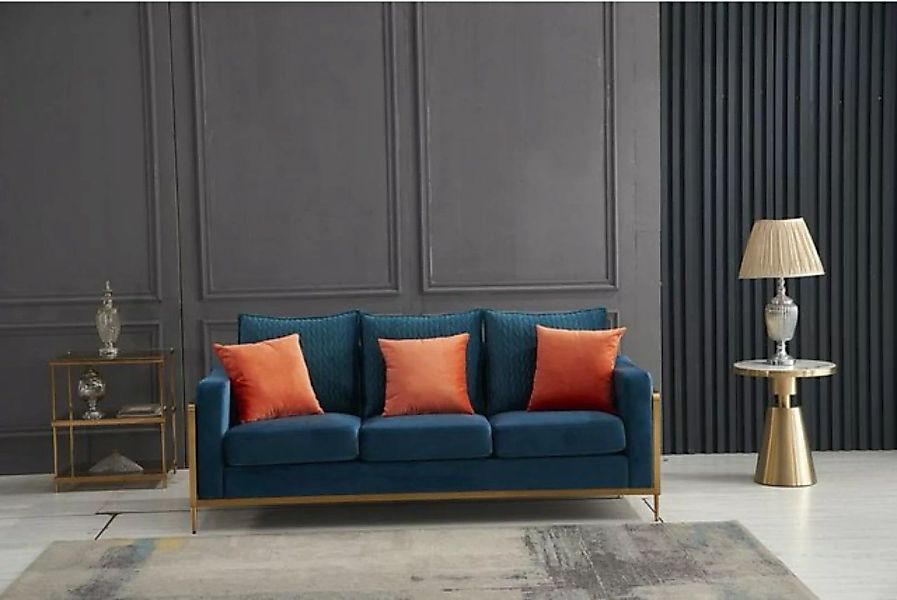 JVmoebel Sofa Blaue Sofagarnitur 3+2 Sitzer Set Design Sofas Polster Textil günstig online kaufen
