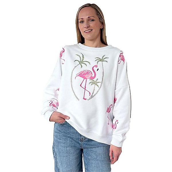 Miss Goodlife Sweater Miss Googlife MG12021 Flamingo Sweatshirt, weiss günstig online kaufen