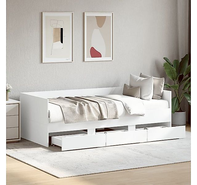 furnicato Bett Tagesbett mit Schubladen ohne Matratze Weiß 100x200 cm (1-tl günstig online kaufen