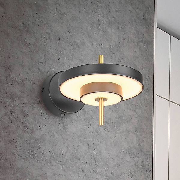 LED-Wandlampe Keaton, schwarz/goldfarben Ø 20 cm Metall, CCT günstig online kaufen