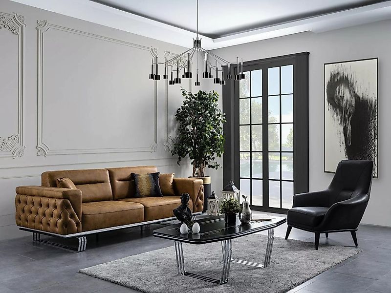 JVmoebel Sofa Wohnzimmer Sofagarnitur 31 Sitzer Sofa Couch Garnitur Kunstle günstig online kaufen