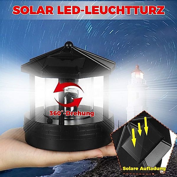 BlingBin LED Solarleuchte Solarbetriebener Rotierende Leuchtturm günstig online kaufen