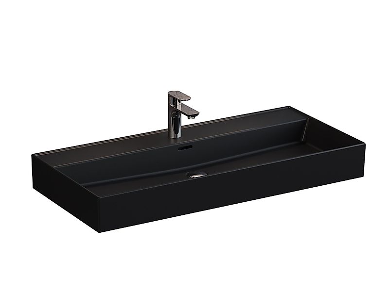 Aqua Bagno Waschbecken 100cm schwarz matt günstig online kaufen