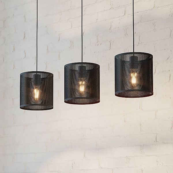 Hängeleuchte Manby, Länge 90 cm, schwarz, 3-flg., Stahl günstig online kaufen