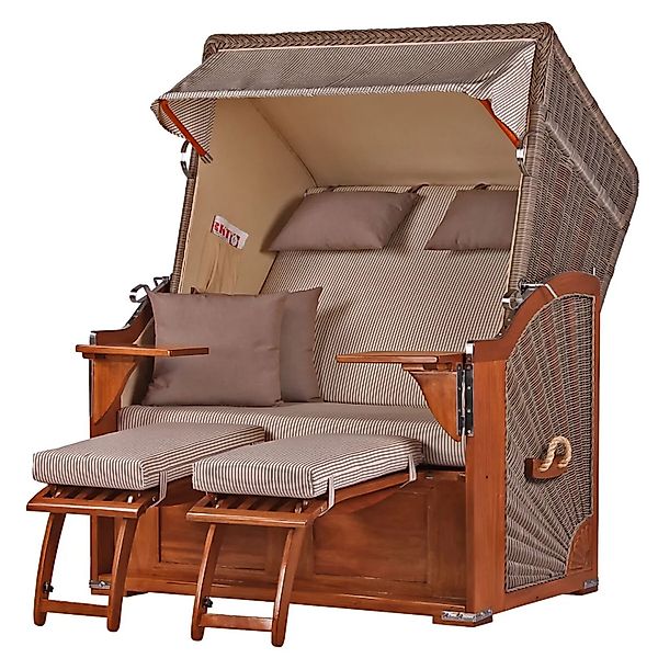 bene,iving Strandkorb Komplettset Schaalsee Mahagoni PE grau Modell 510 günstig online kaufen