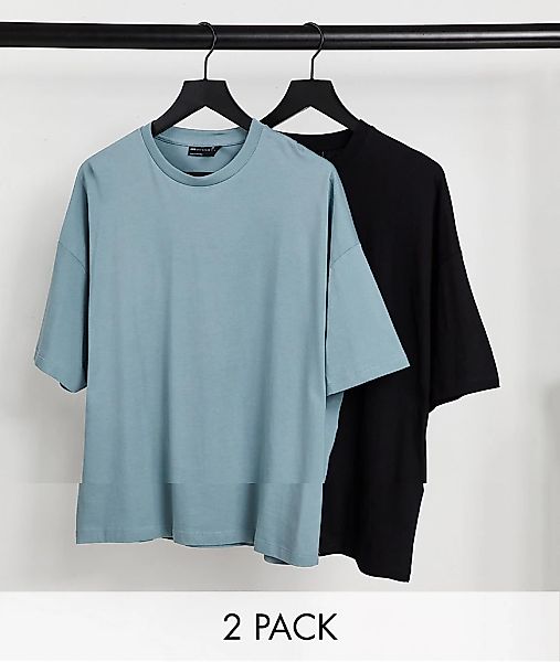 ASOS DESIGN – 2er-Pack Oversized-T-Shirts aus Bio-Material in mehreren Farb günstig online kaufen