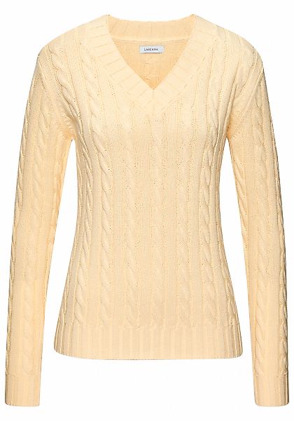 LASCANA V-Ausschnitt-Pullover mit Zopfstrickmuster günstig online kaufen