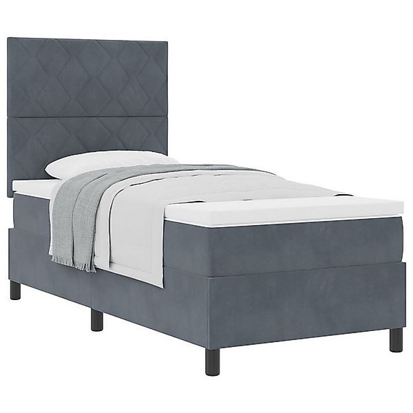 vidaXL Bett Boxspringbett mit Matratze Dunkelgrau 100x200 cm Samt (1-tlg) günstig online kaufen