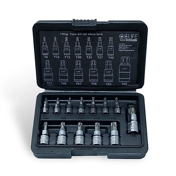 CCLIFE 13tlg Torx Bit Steckschlüsselsatz T8 - T60 Bit Set für Drehmomentsch günstig online kaufen