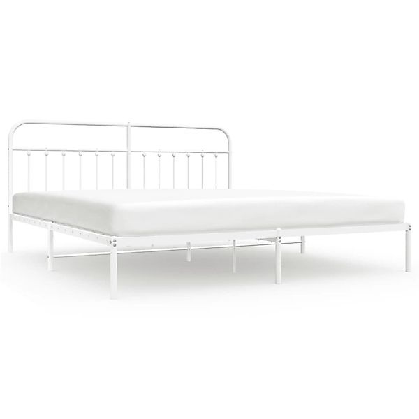 vidaXL Bettgestell, Bettrahmen mit Kopfteil Metall Weiß 193x203 cm günstig online kaufen