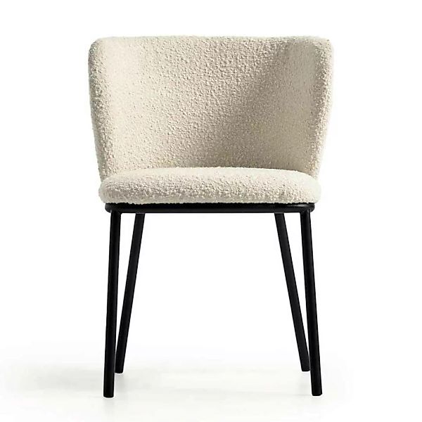 Webplüsch Stühle in Weiß und Schwarz Gestell aus Metall (2er Set) günstig online kaufen