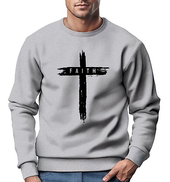 Neverless Sweatshirt Sweatshirt Herren Aufdruck Kreuz Cross Faith Glaube Tr günstig online kaufen