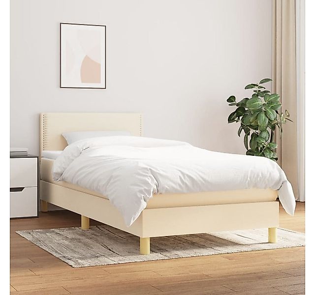 vidaXL Boxspringbett Boxspringbett mit Matratze Creme 90x200 cm Stoff Bett günstig online kaufen