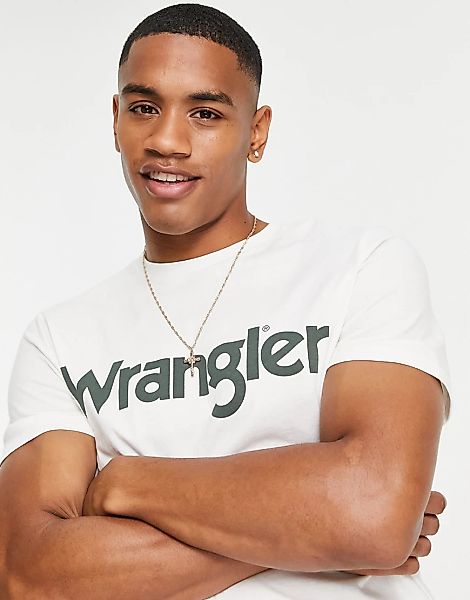 Wrangler – T-Shirt mit Logo-Weiß günstig online kaufen