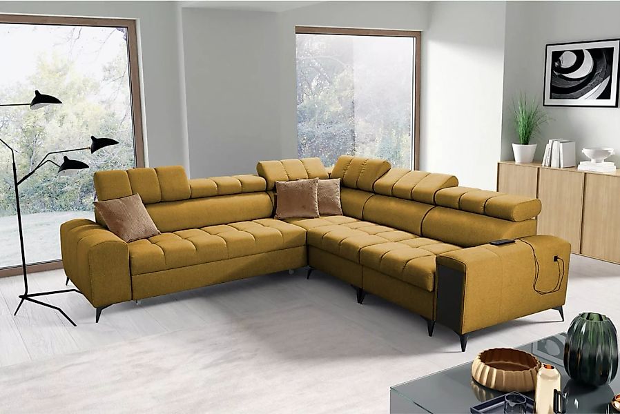 Kaiser Möbel Ecksofa Designer-Ecksofa mit Schlaffunktion und Bar GRECO III günstig online kaufen