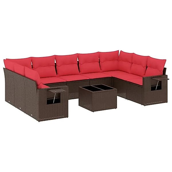 vidaXL 10-Tlg Gartensofa-Set mit Kissen Braun Polyrattan 3220613 günstig online kaufen