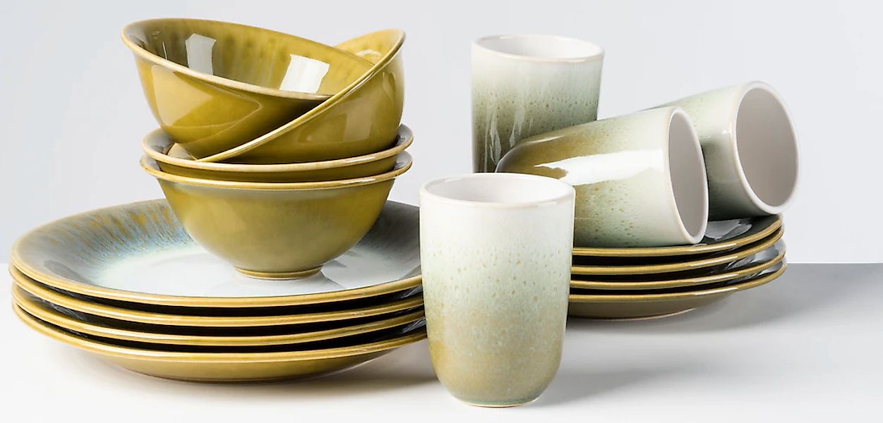 gipfelstück Kombiservice "Flussufer" Reaktivglasur, außergewöhnlicher, visu günstig online kaufen