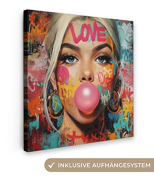 OneMillionCanvasses® Leinwandbild Frau - Kaugummi - günstig online kaufen