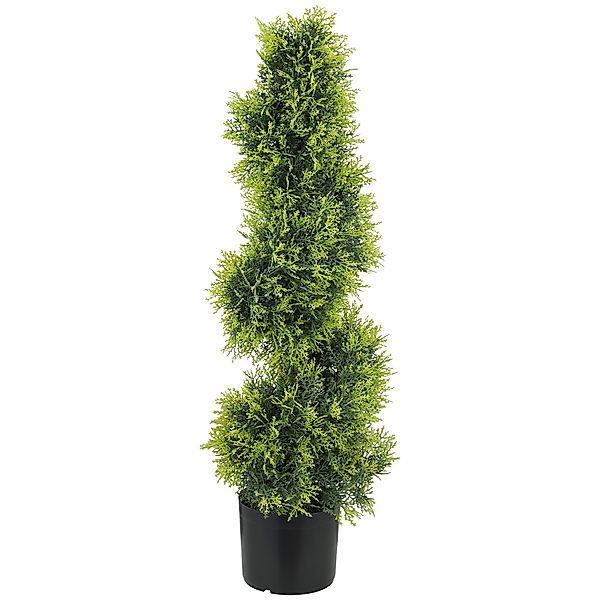 HOMCOM Künstliche Zypresse 90cm Kunstpflanze in Spiralform, Plastik Künstli günstig online kaufen