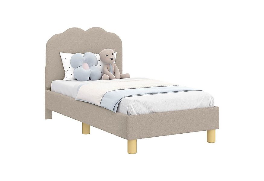 vidaXL Bett Kinderbettgestell mit Kopfteil Hellgrau 70 x 140 cm Schafstoff günstig online kaufen