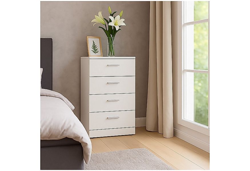 HTI-Living Nachtschrank Nachtkommode 4 Schubladen Nina Weiß (Stück, 1-St., günstig online kaufen