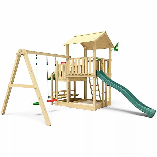 Jungle Gym Spielturm Skyline Holz Picnic Modul Doppelschaukel Rutsche Dunke günstig online kaufen